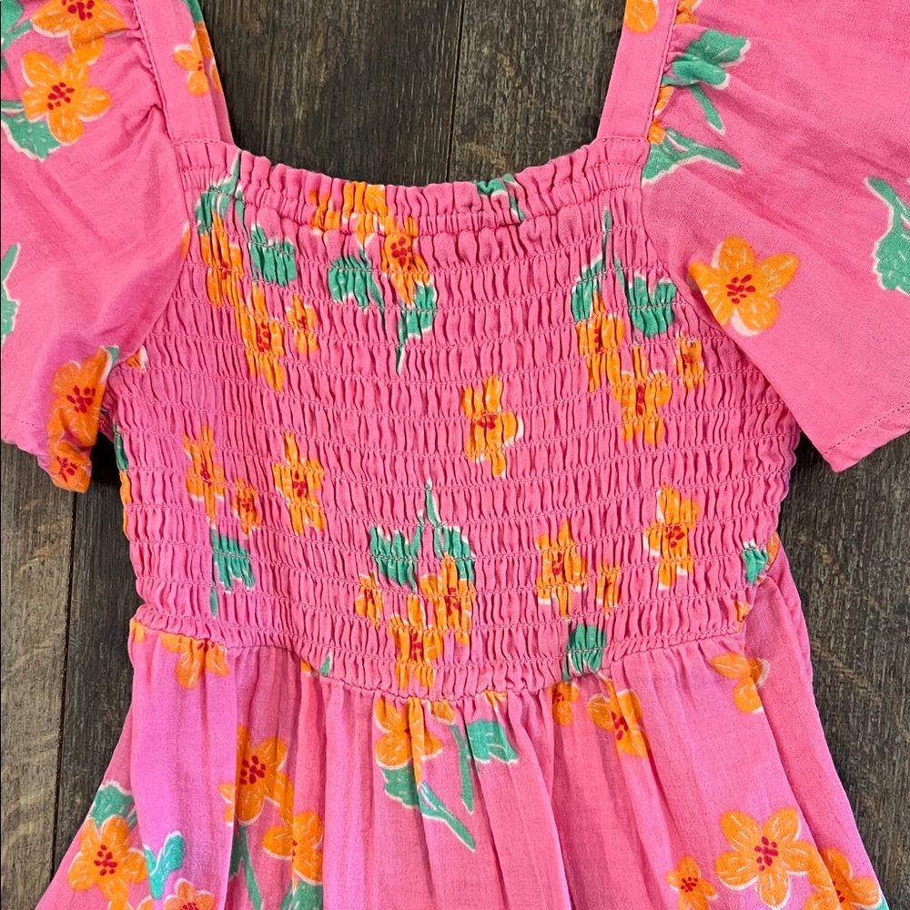 Old Navy Bright Pink Floral Kids Dress - Picture 3 of 8